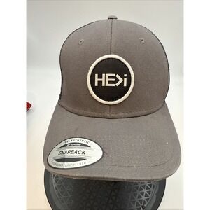 HEKI GRAY On BLUE Box Logo TRUCKER  Snapback Hat  NWT